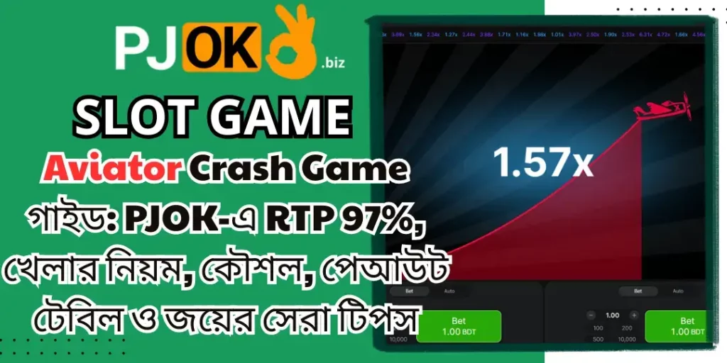 Aviator Crash Game গাইড: PJOK-এ RTP 97%, খেলার নিয়ম, কৌশল, পেআউট টেবিল ও জয়ের সেরা টিপস 1 Aviator pjok